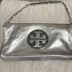 Tori Burch clutch silver
